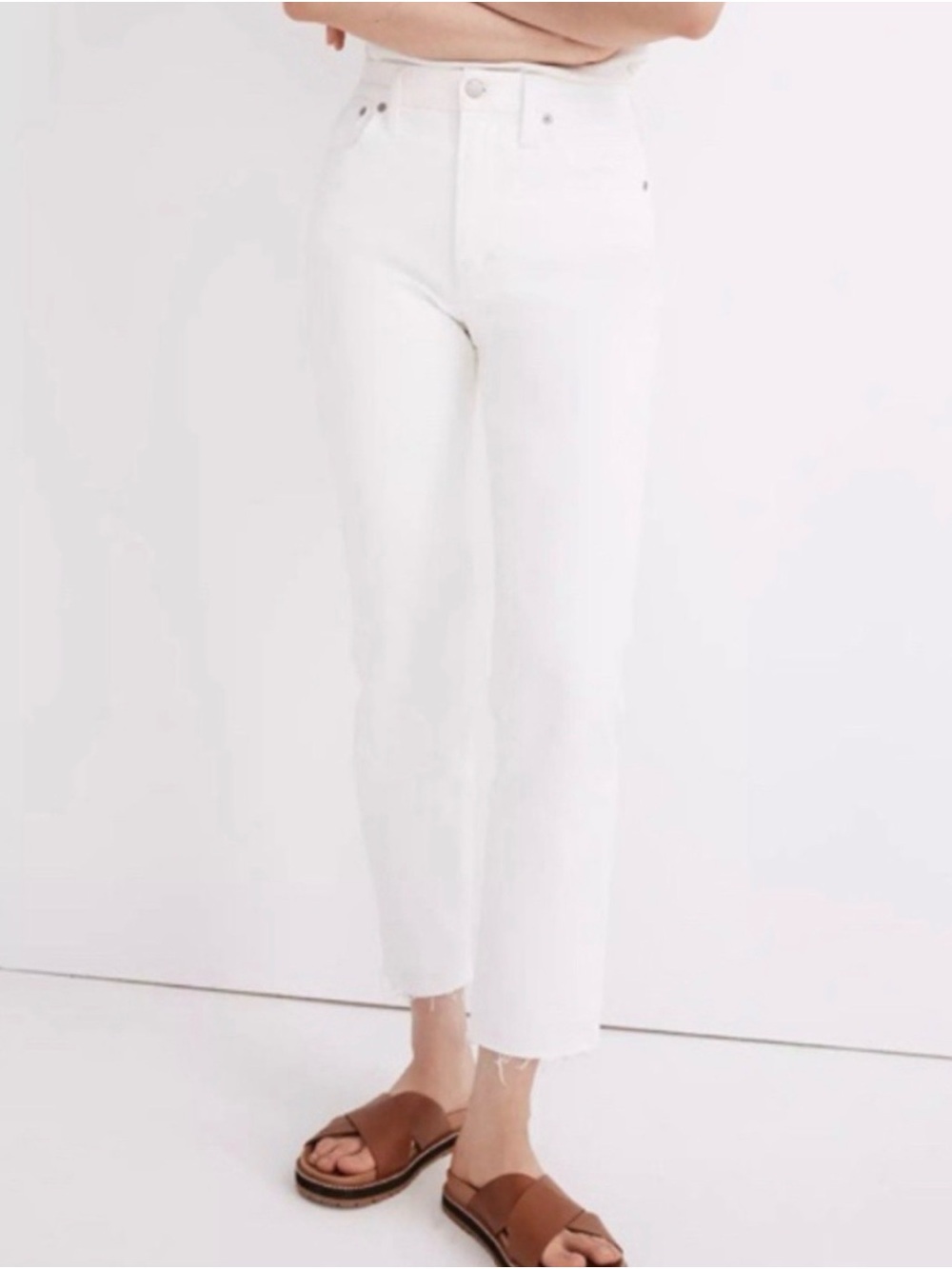 Madewell The Perfect Vintage Jean White High Rise Raw Hem